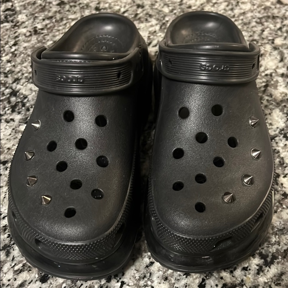 CROCS Black Mules with Stud Accents